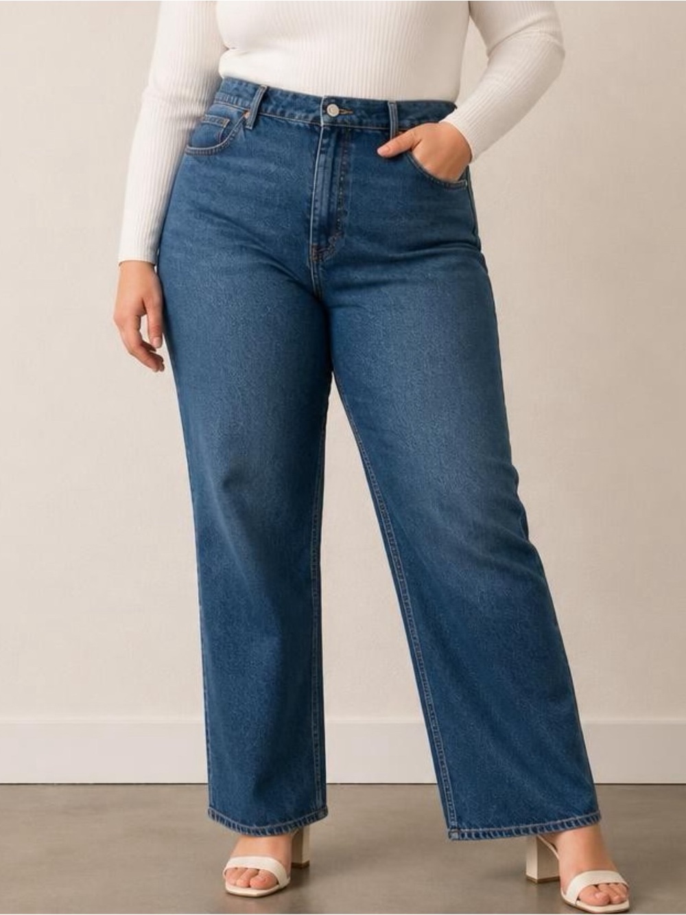 Reformation 40x33 jeans rigid denim straight long Leg high rise in blue